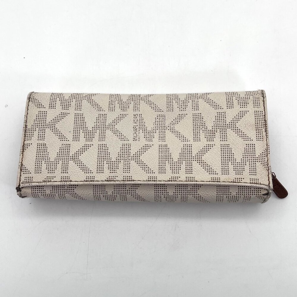 Michael Kors Jet Set Beige Monogram Continental Wallet Zip Around Compartments - Picture 3 of 16